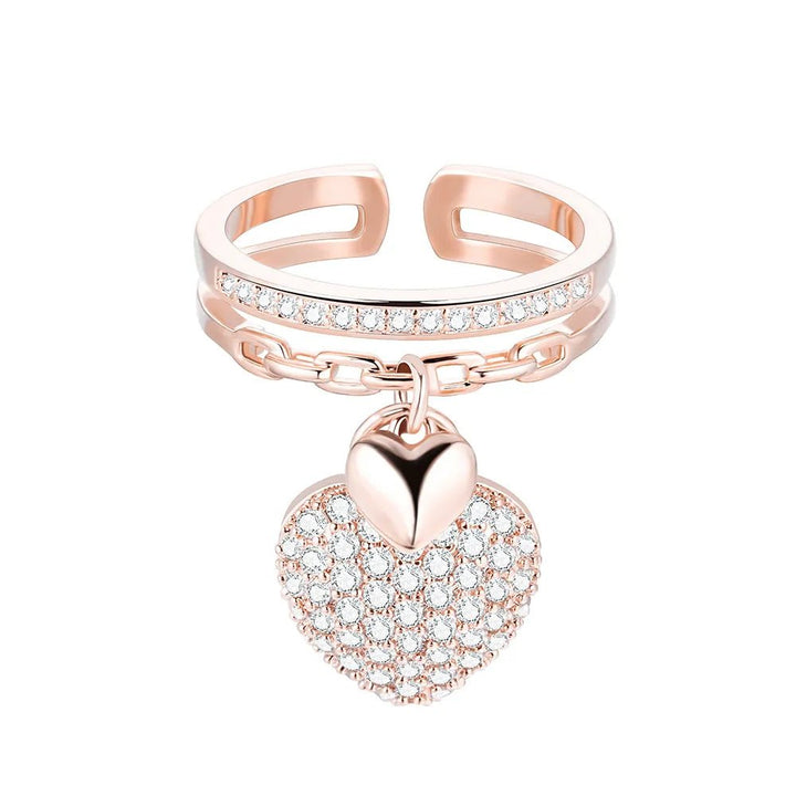 Bague pendentif coeurs diamants or / or rose / argent - MonPendentif