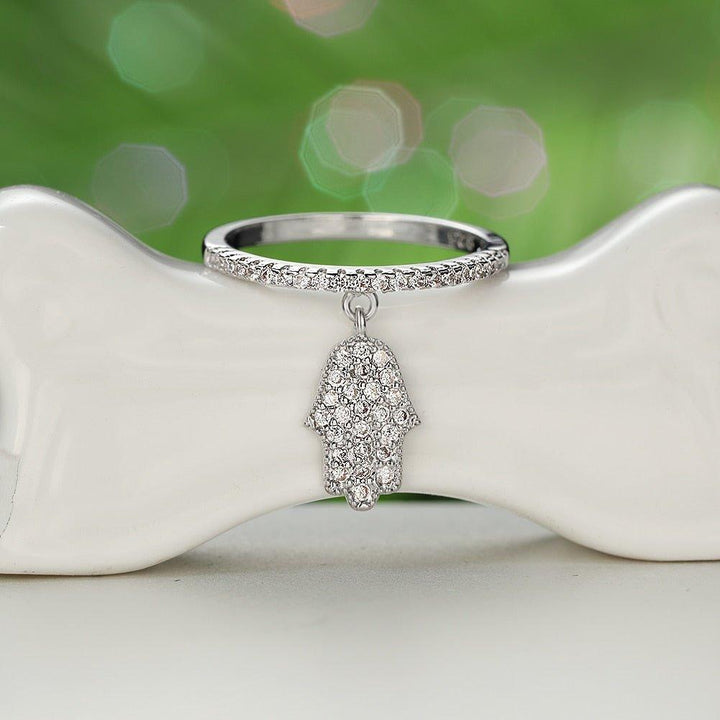 Bague pendentif diamants main de fatma - MonPendentif
