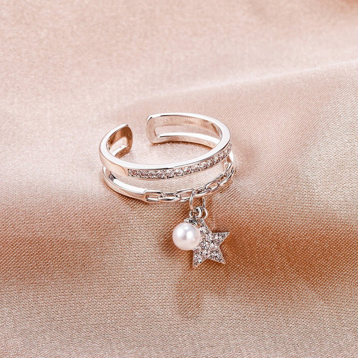 Bague pendentif étoile perle diamants argent / or / or rose - MonPendentif