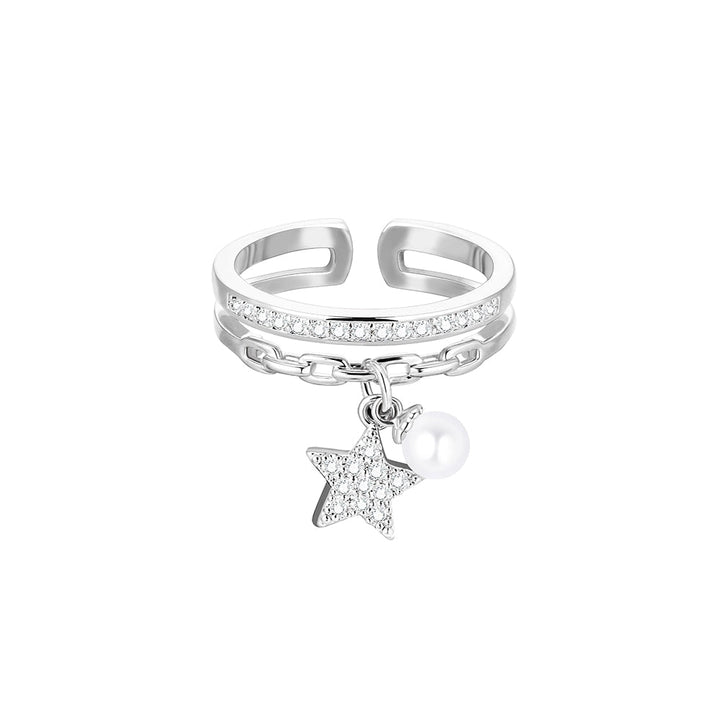 Bague pendentif étoile perle diamants argent / or / or rose - MonPendentif
