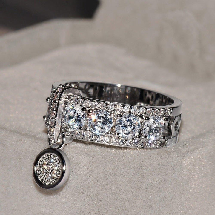 Bague pendentif médaillon avec diamants plaqué argent / or / or rose - MonPendentif