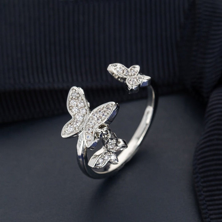 Bague pendentif papillons diamants argent / or - MonPendentif
