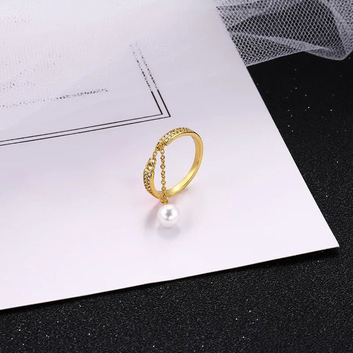 Bague pendentif réglable diamants perle - MonPendentif