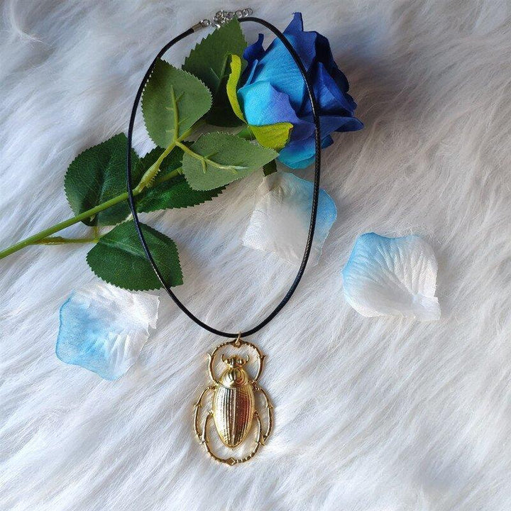 Collier en corde avec pendentif scarabée géant - MonPendentif