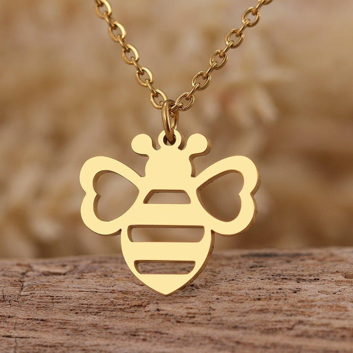 Collier pendentif abeille plat mignon plaqué or / argent - MonPendentif