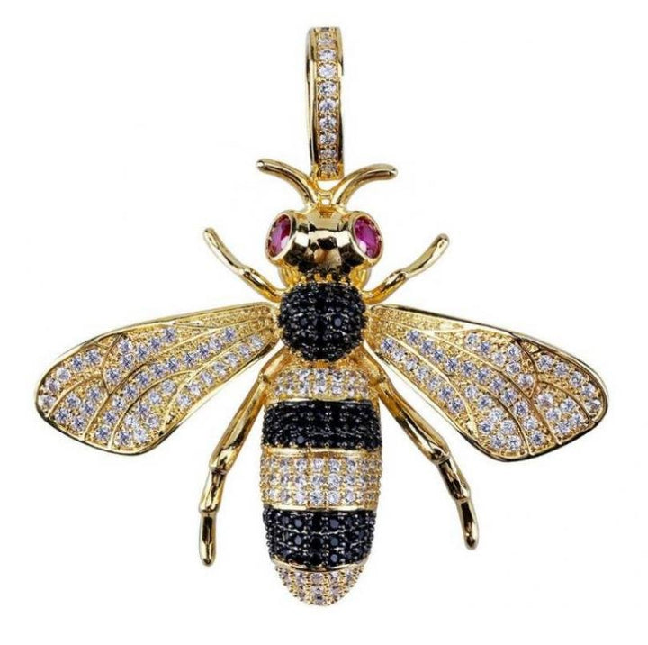 Collier pendentif abeille strass argent / or - MonPendentif