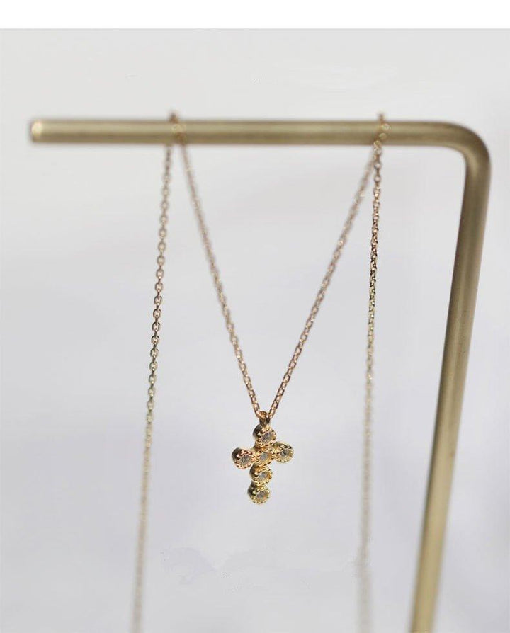 Collier pendentif assemblage de diamants croix religieuse en Argent Sterling 925 - MonPendentif