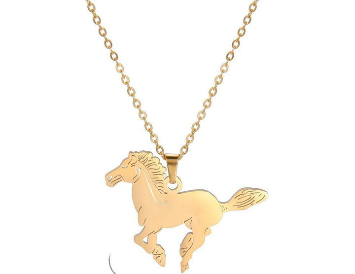 Collier pendentif cheval plat plaqué or / argent - MonPendentif