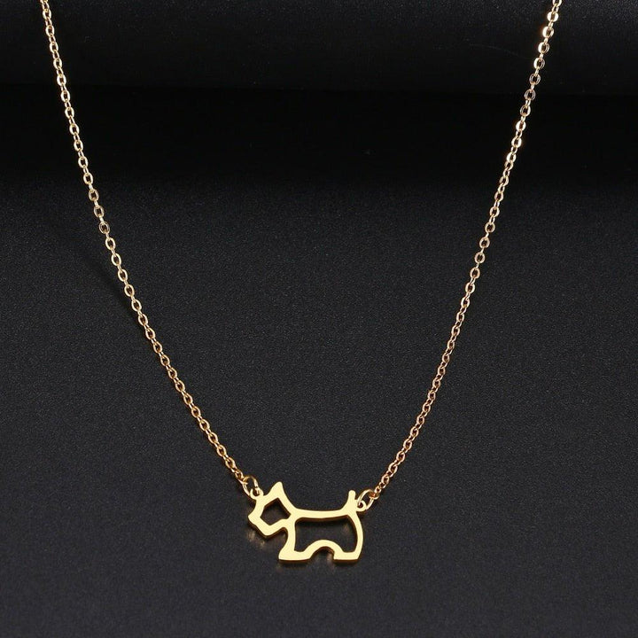 Collier pendentif chien plat minimaliste plaqué or / argent - MonPendentif