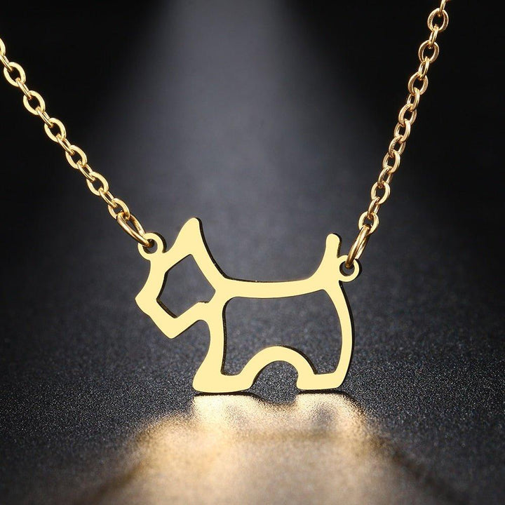 Collier pendentif chien plat minimaliste plaqué or / argent - MonPendentif