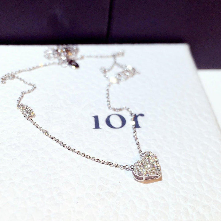 Collier pendentif coeur avec diamants plaqué argent / or rose - MonPendentif