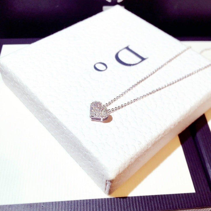 Collier pendentif coeur avec diamants plaqué argent / or rose - MonPendentif