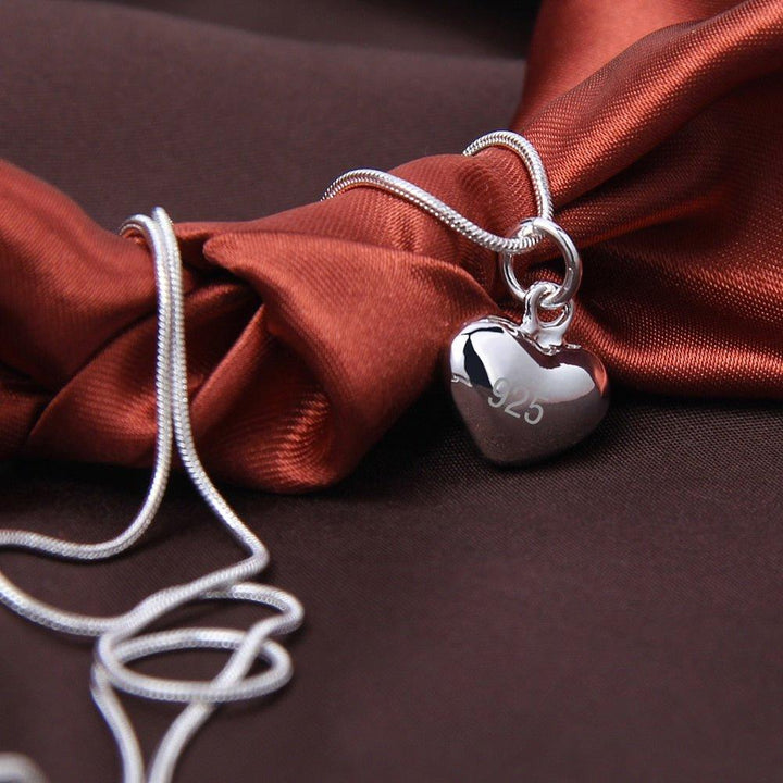 Collier pendentif coeur lisse arrondi en argent 925 - MonPendentif