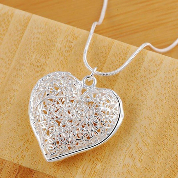 Collier pendentif coeur sculpté en argent 925 - MonPendentif