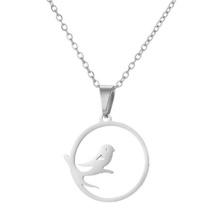 Collier pendentif colibri minimaliste cercle plaqué or / argent - MonPendentif
