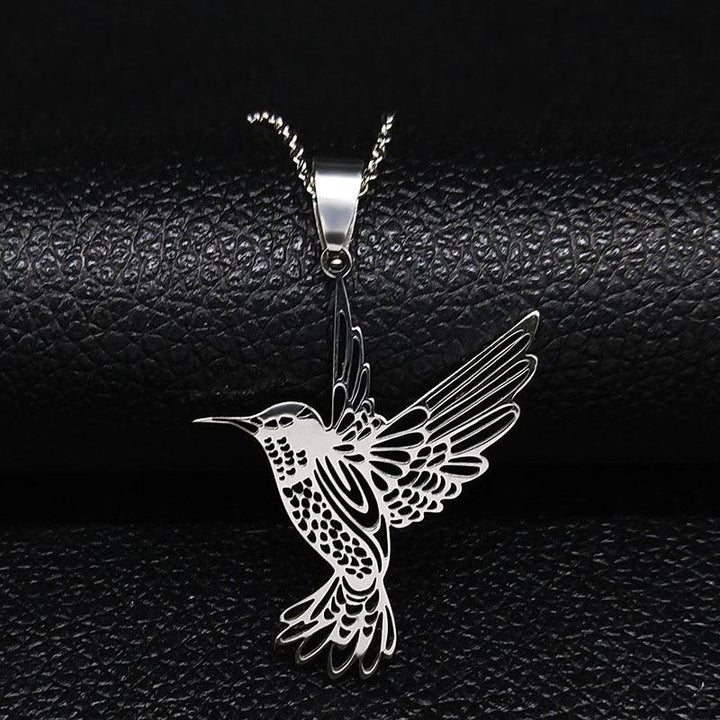 Collier pendentif colibri plat plaqué or / argent - MonPendentif