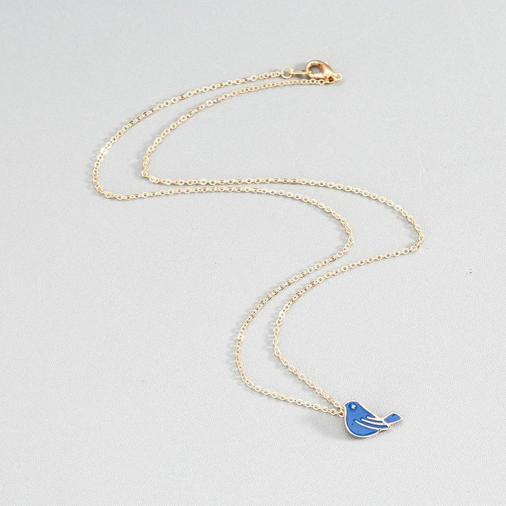 Collier pendentif colombe bleu plaqué or / argent - MonPendentif