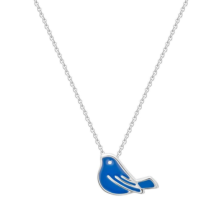 Collier pendentif colombe bleu plaqué or / argent - MonPendentif