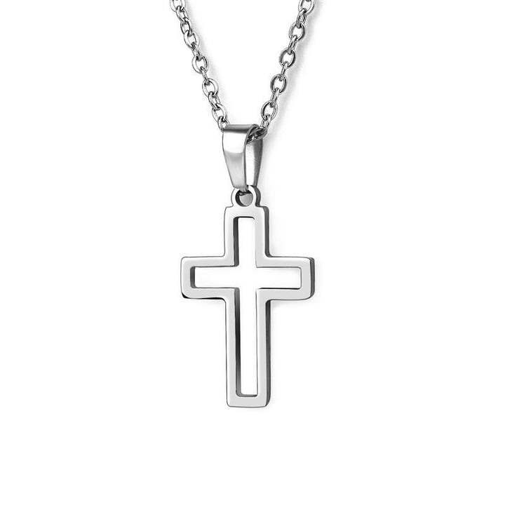 Collier pendentif croix plate creuse minimaliste en plaqué or / plaqué argent - MonPendentif