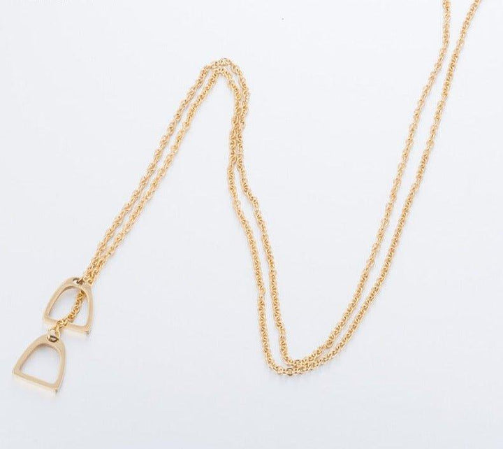 Collier pendentif double étrier cheval plaqué or / or rose / argent - MonPendentif