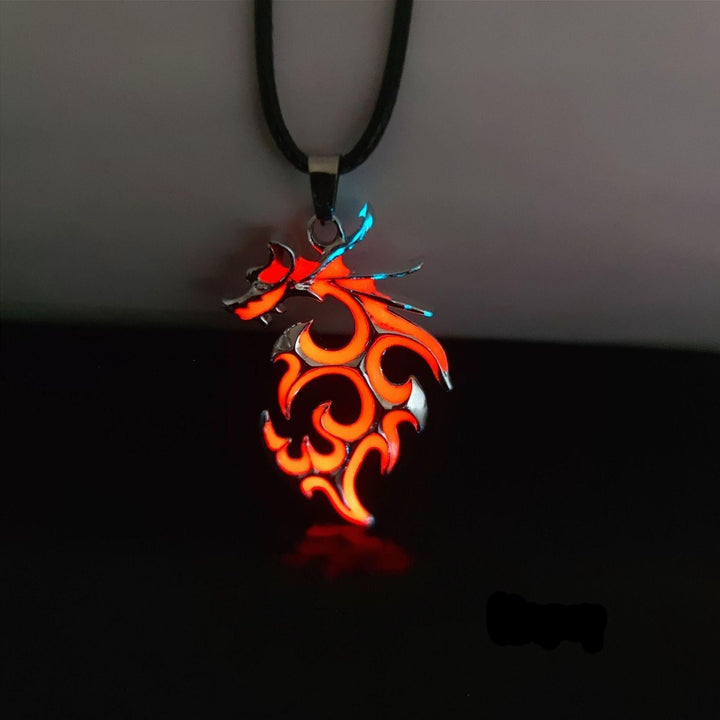 Collier pendentif dragon antique fluorescent - MonPendentif