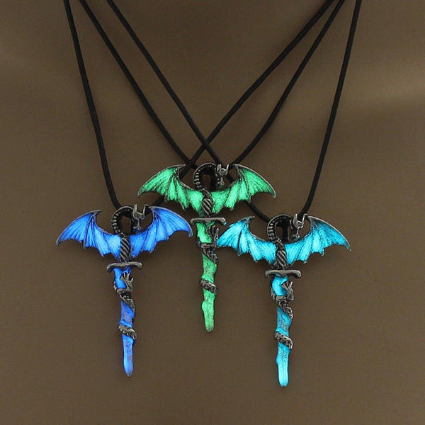 Collier pendentif dragon lumineux fluorescent - MonPendentif