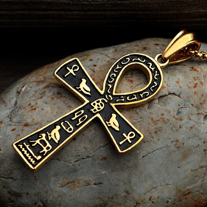 Collier pendentif égyptien croix amulette épaisse vintage - MonPendentif