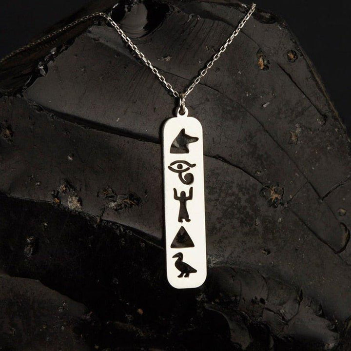 Collier pendentif égyptien plat symboles plaqué or / argent - MonPendentif