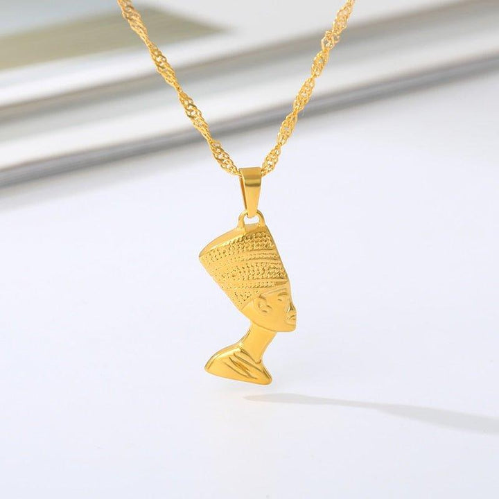 Collier pendentif égyptien reine plaqué or - MonPendentif
