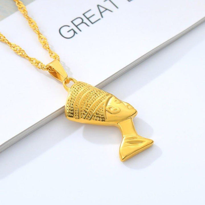 Collier pendentif égyptien reine plaqué or - MonPendentif