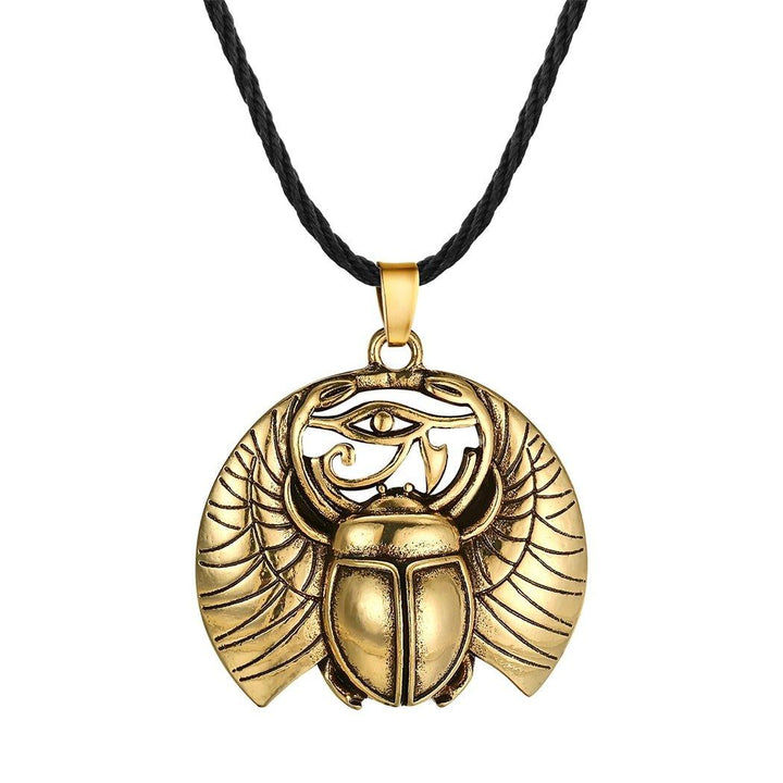 Collier pendentif égyptien scarabée plaqué argent / bronze - MonPendentif