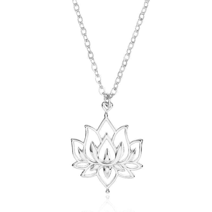 Collier pendentif fleur de lotus plat grand - MonPendentif