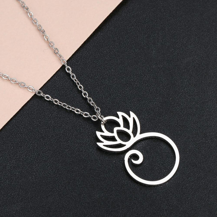 Collier pendentif fleur de lotus plat yoga minimaliste plaqué or / or rose / argent - MonPendentif