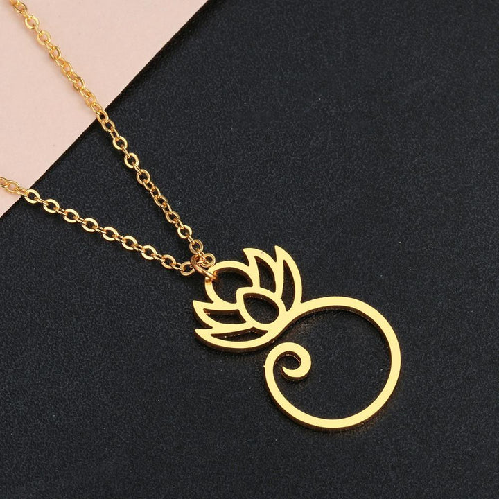 Collier pendentif fleur de lotus plat yoga minimaliste plaqué or / or rose / argent - MonPendentif