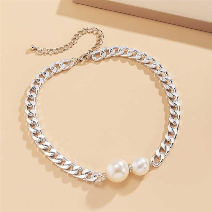Collier pendentif grosses perles chaîne cubaine - MonPendentif
