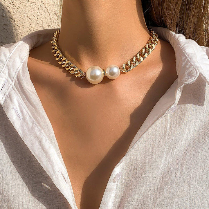 Collier pendentif grosses perles chaîne cubaine - MonPendentif