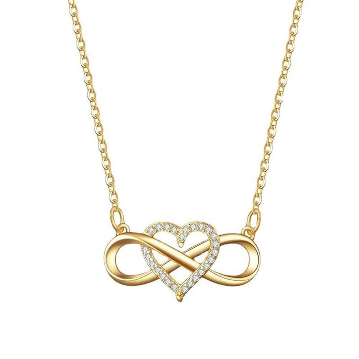 Collier pendentif infini avec coeur cristal plaqué or / or rose / argent - MonPendentif