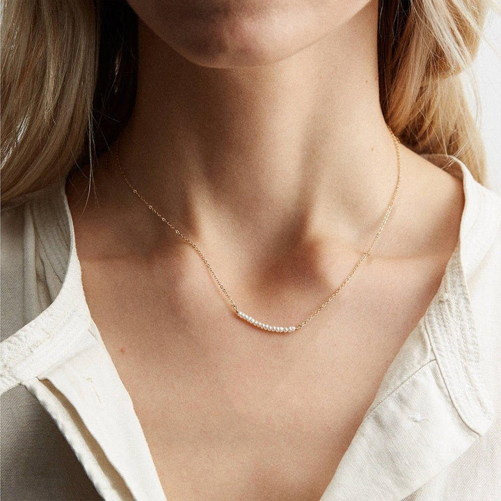 Collier pendentif minimaliste petites perles plaqué or - MonPendentif
