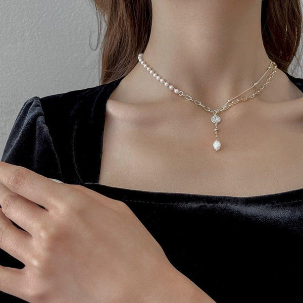 Collier pendentif perle et chaîne avec médaillon - MonPendentif