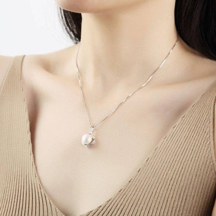 Collier pendentif perle solitaire boho en argent 925 - MonPendentif