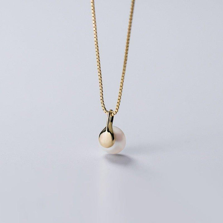 Collier pendentif perle solitaire en argent 925 plaqué or - MonPendentif