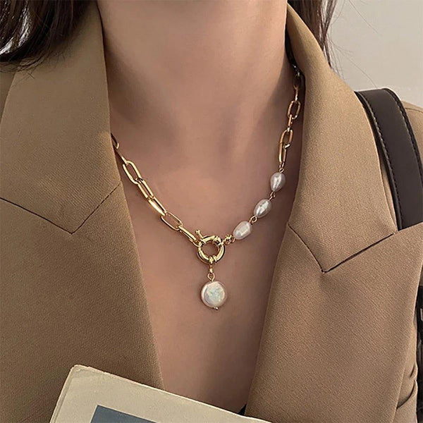 Collier pendentif perles avec chaîne maillons - MonPendentif