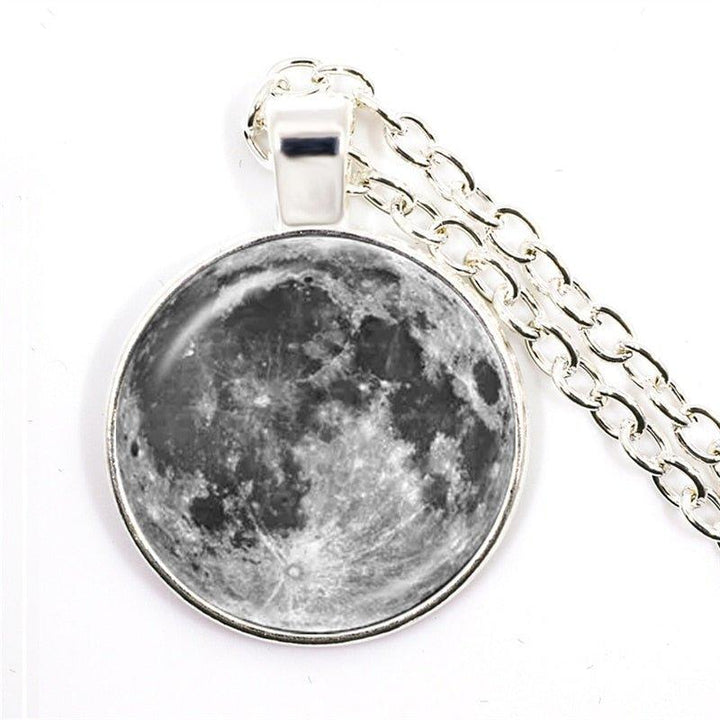 Collier pendentif pleine lune dôme en verre - MonPendentif