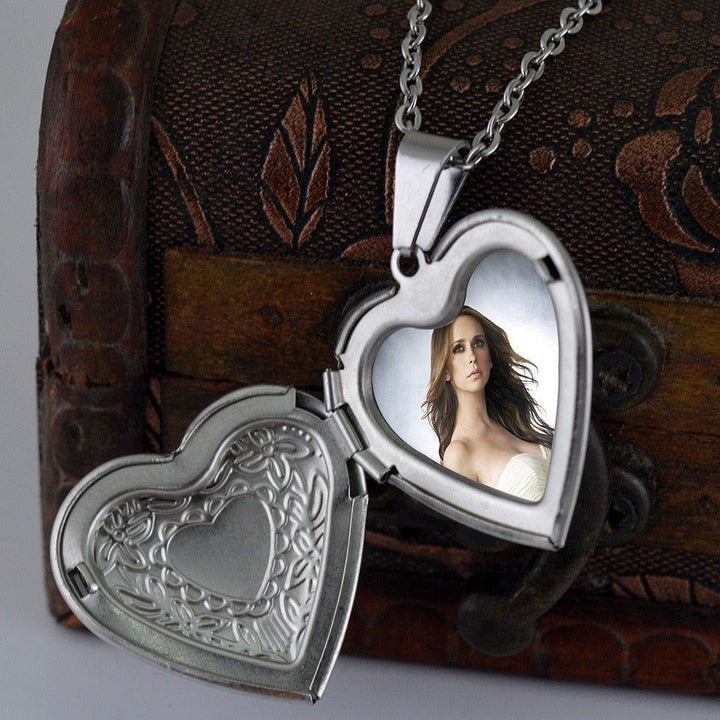 Collier pendentif porte photo coeur gravé plaqué or / argent - MonPendentif