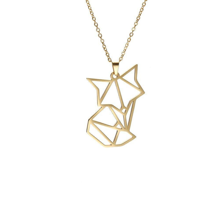 Collier pendentif renard forme géométrique plaqué argent / or - MonPendentif