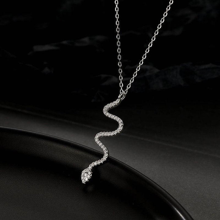 Collier pendentif serpent plat strass - MonPendentif