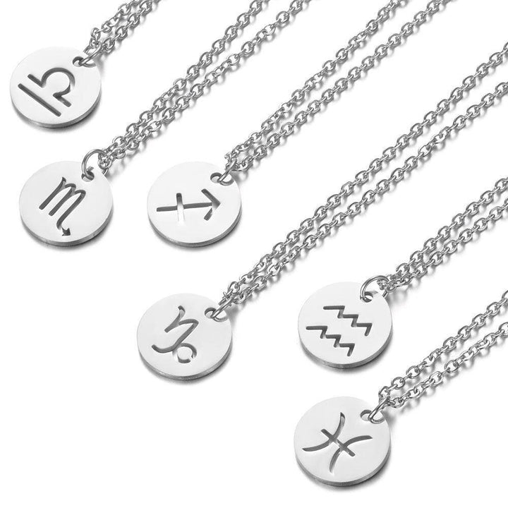Collier pendentif signe astrologique rond plein minimaliste moderne - MonPendentif