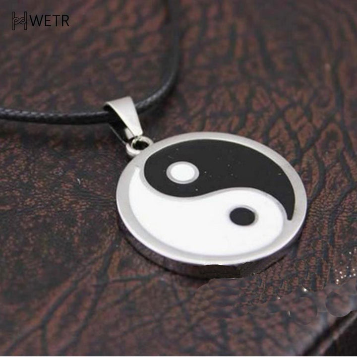 Collier pendentif yin yang noir et blanc collier corde - MonPendentif