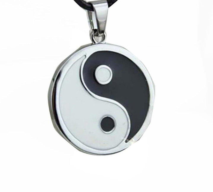 Collier pendentif yin yang noir et blanc collier corde - MonPendentif