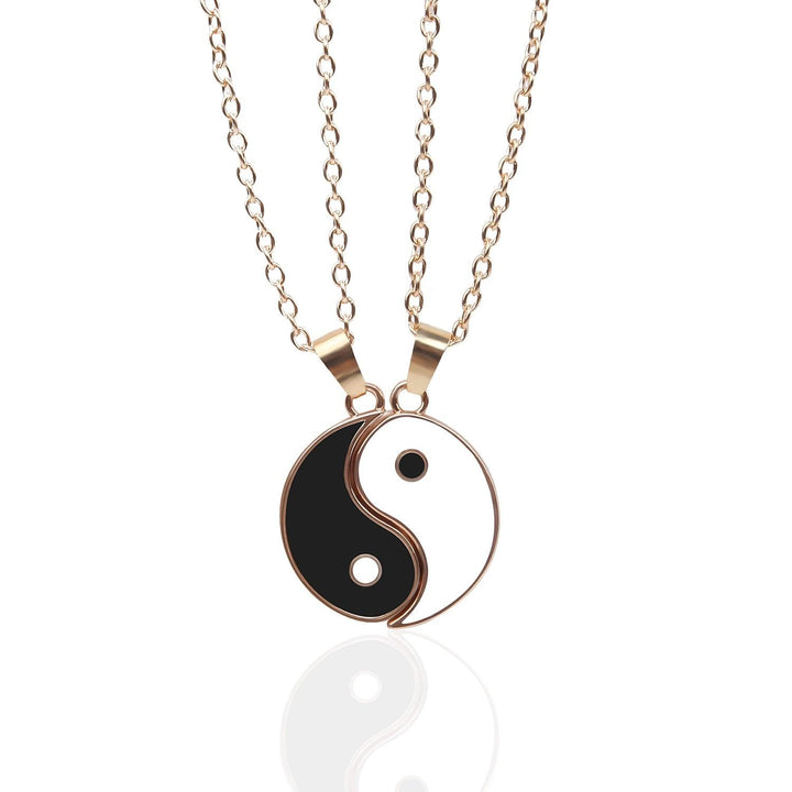 Collier pendentif yin yang noir et blanc double - MonPendentif